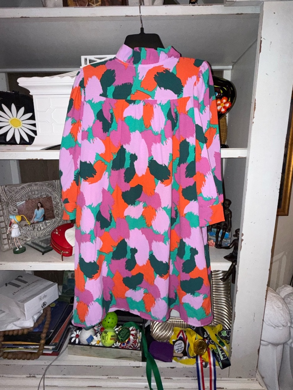 Michelle McDowell Large L ruffle neck tunic dress midnight haze ? - Picture 4 of 4